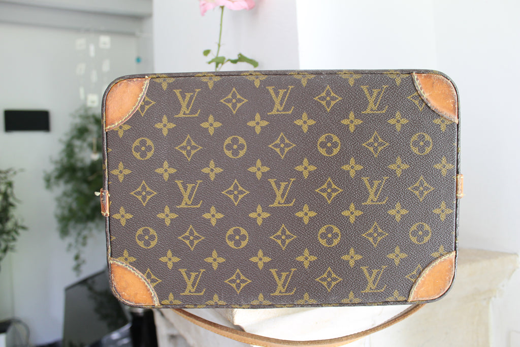 Louis Vuitton vanity rigide en toile et cuir vintage