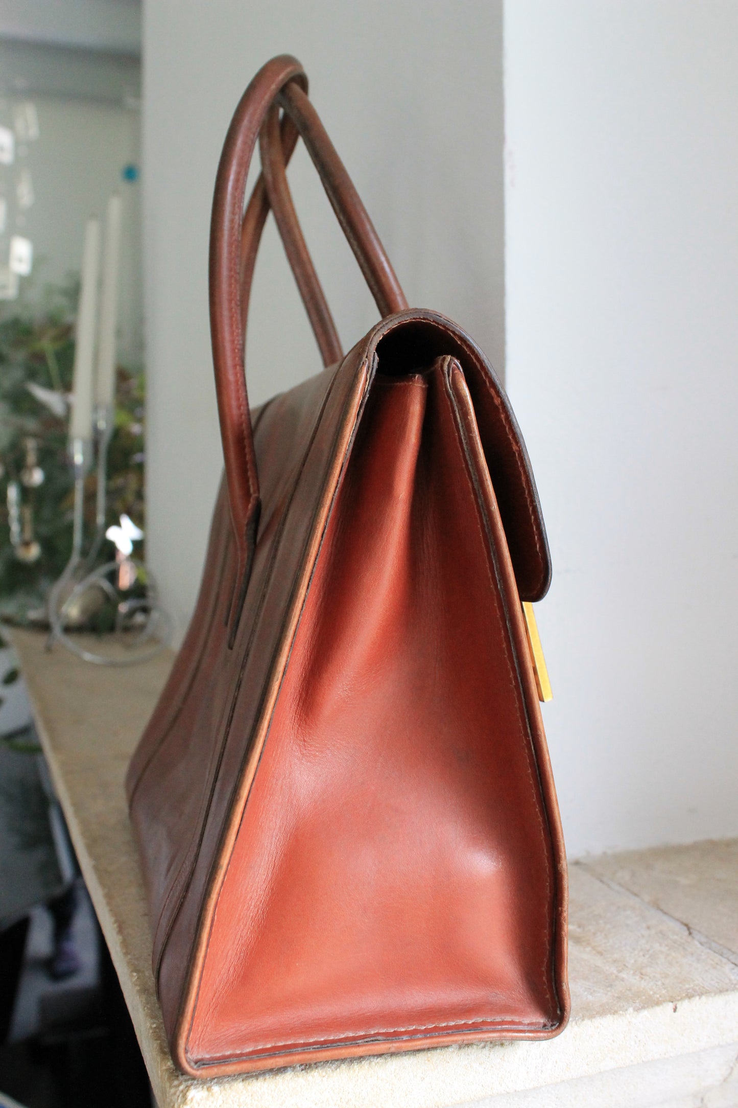 Hermès sac à main modèle Drag en cuir marron vintage