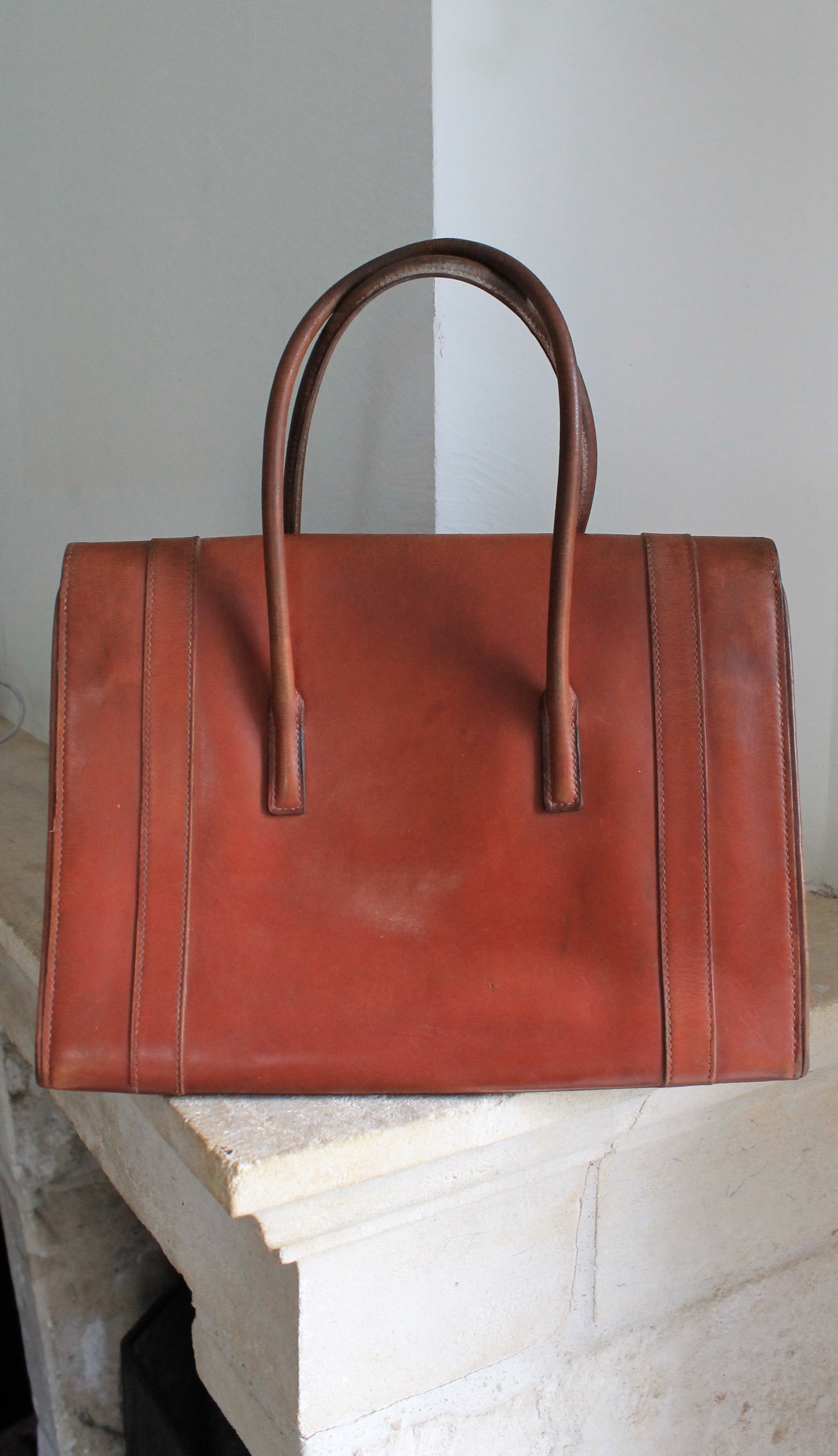 Hermès sac à main modèle Drag en cuir marron vintage