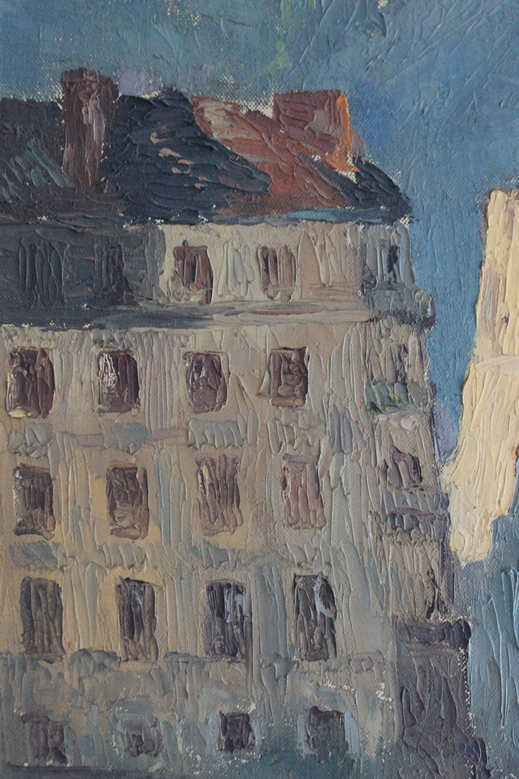 Peinture huile sur toile "Les ouvriers devant Notre-Dame de Paris" 1932