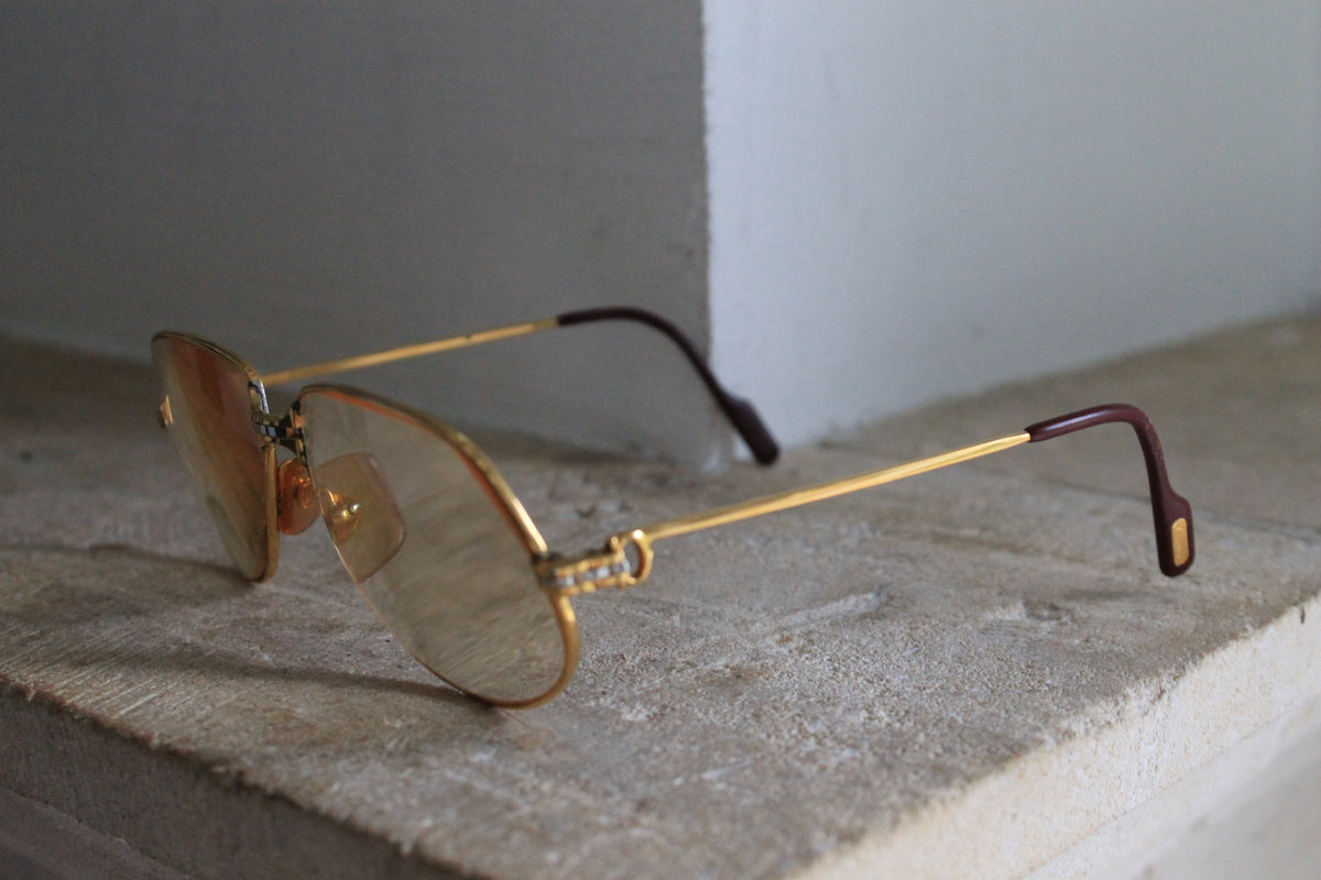Cartier lunettes modèle Santos plaquées or