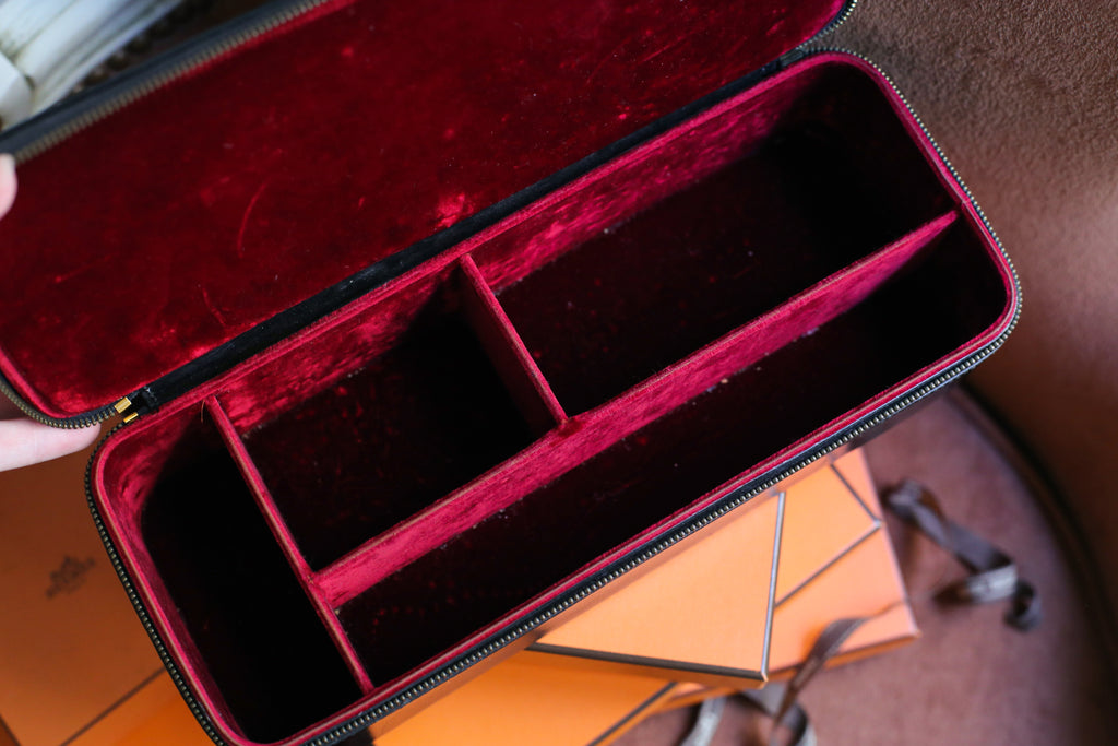 Hermès coffret à bijoux de voyage en cuir box noir