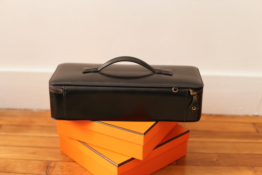 Hermès coffret à bijoux de voyage en cuir box noir