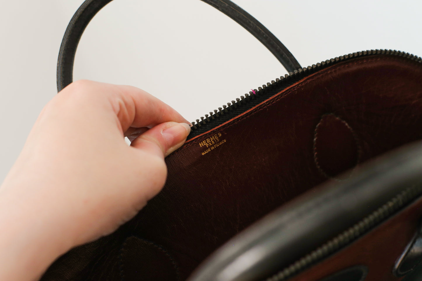 Hermès sac à main modèle bolide en cuir tricolore