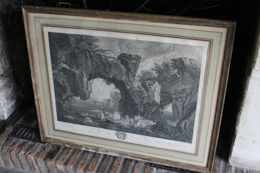 Gravure "La Gondole italienne" de Pierre Duret d'après Vernet XVIIIe siècle