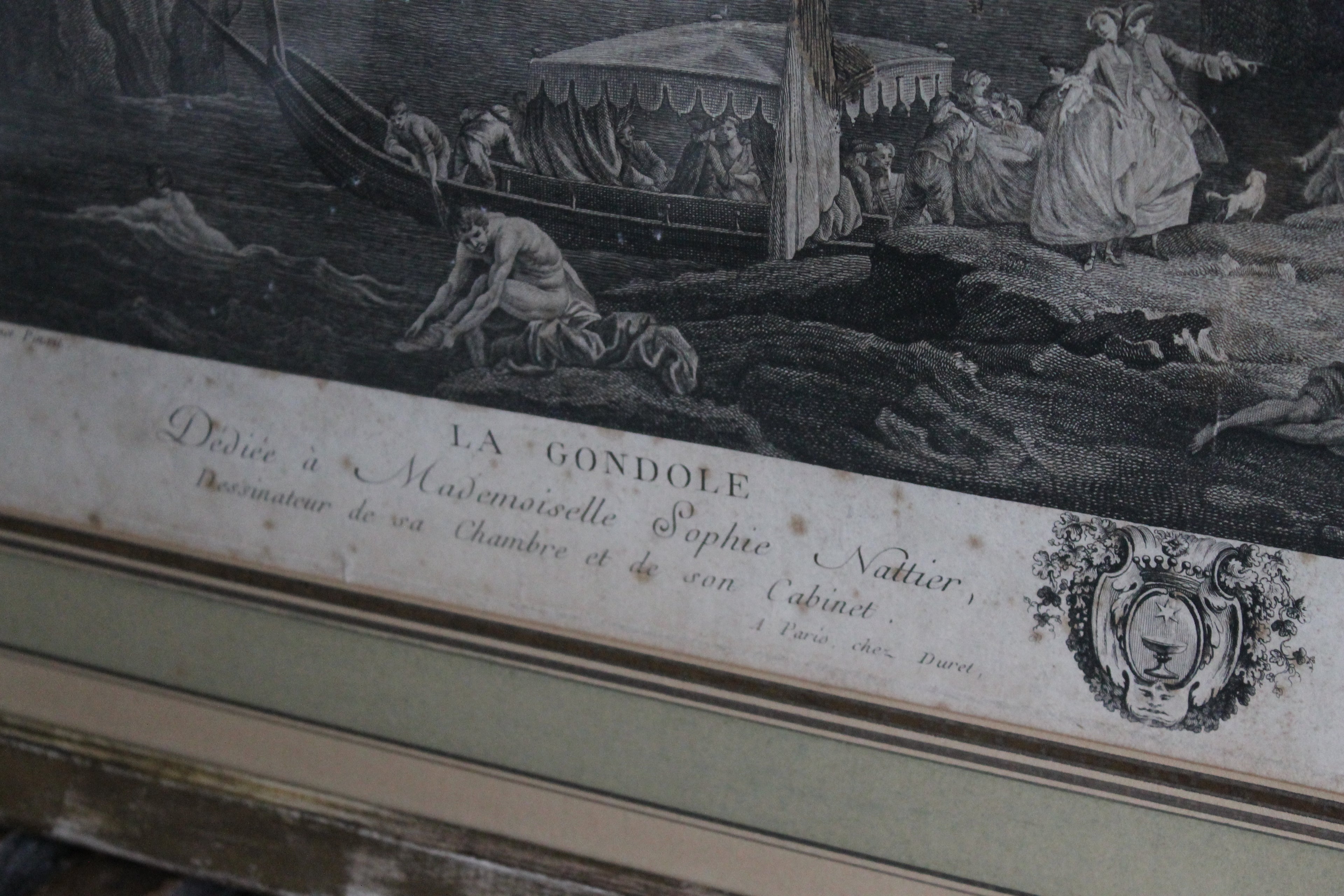 Pierre-Jacques Duret (1729 - 1804), La gondole italienne, gravure, 2nd moitié du XVIIIe siècle