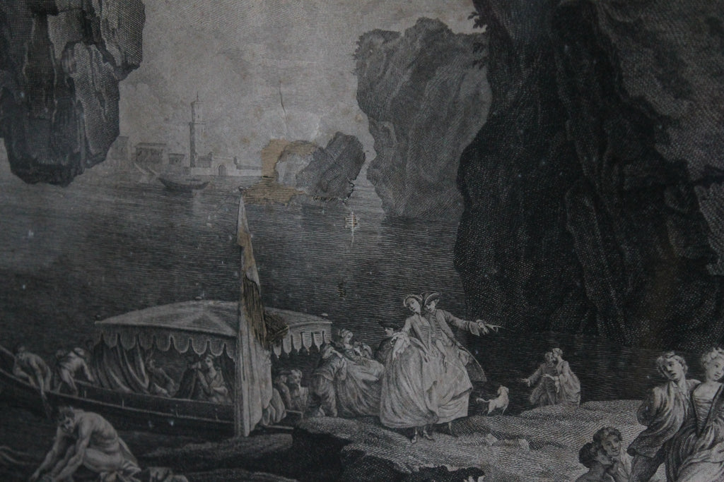 Gravure "La Gondole italienne" de Pierre Duret d'après Vernet XVIIIe siècle