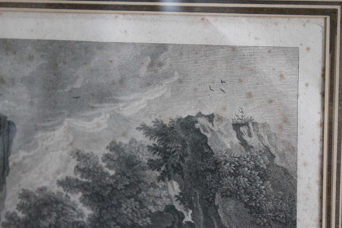 Gravure "La Gondole italienne" de Pierre Duret d'après Vernet XVIIIe siècle