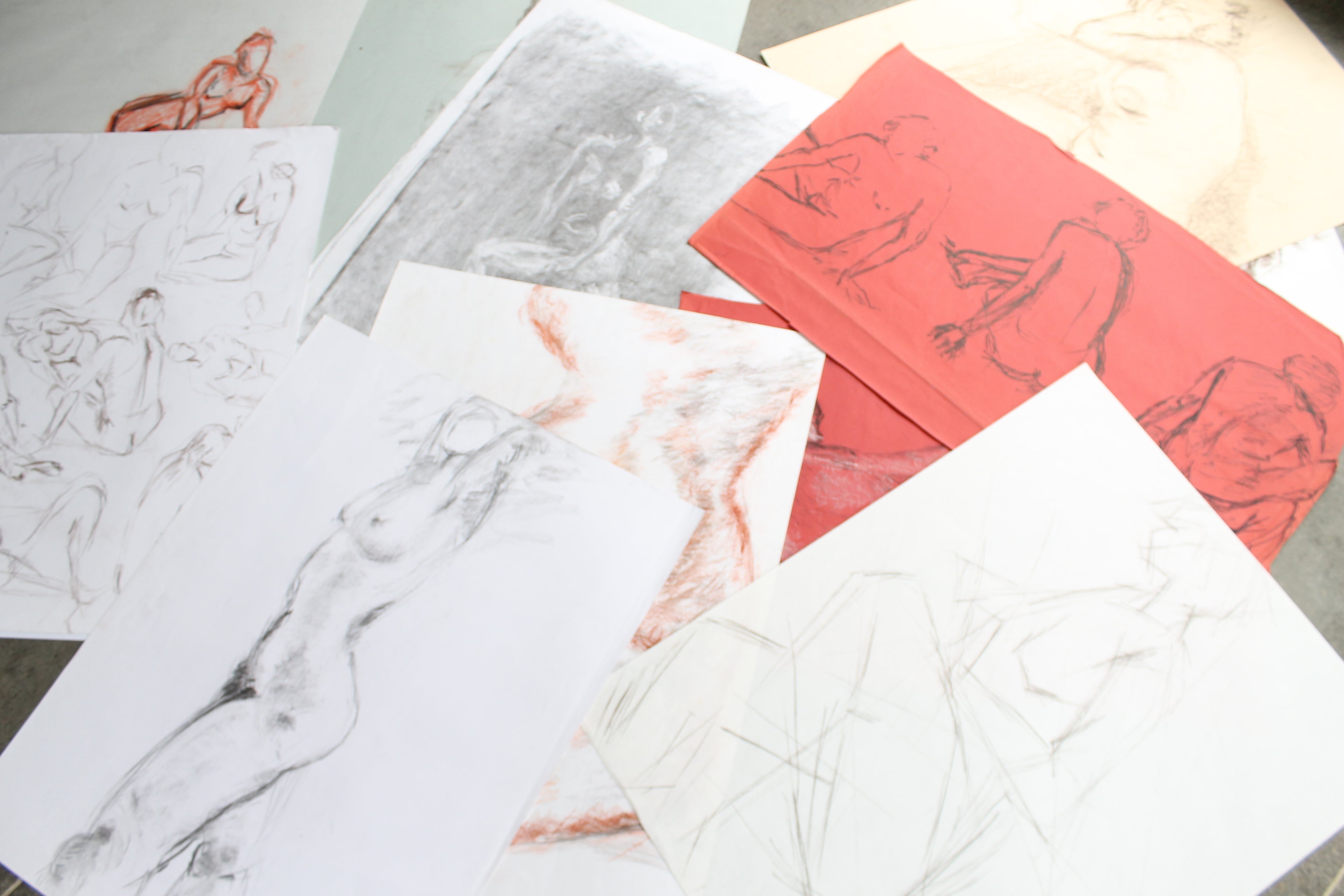 Nicole Clarence lot de 14 dessins (nus féminins) 65 x 50 cm