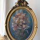 Maurice Legrand peinture sur bois "bouquet de fleurs roses" cadre doré rocaille
