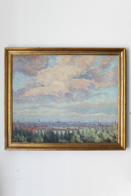 Georges Duvillier (1853 - 1926) "paysage aux nuages" huile sur toile fin XIXe siècle