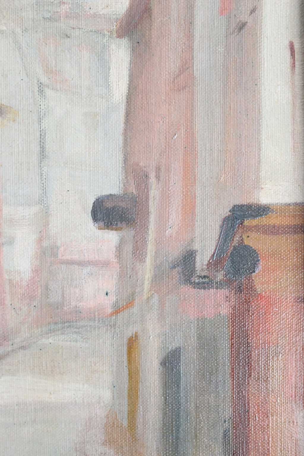 R.Joly "Rue Norvins à Montmartre avec vue sur le Sacré-Cœur" Huile sur toile