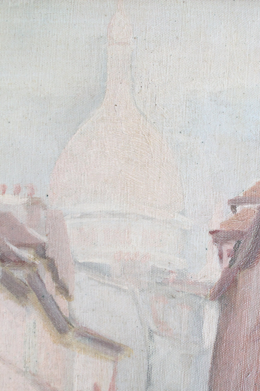 R.Joly "Rue Norvins à Montmartre avec vue sur le Sacré-Cœur" Huile sur toile