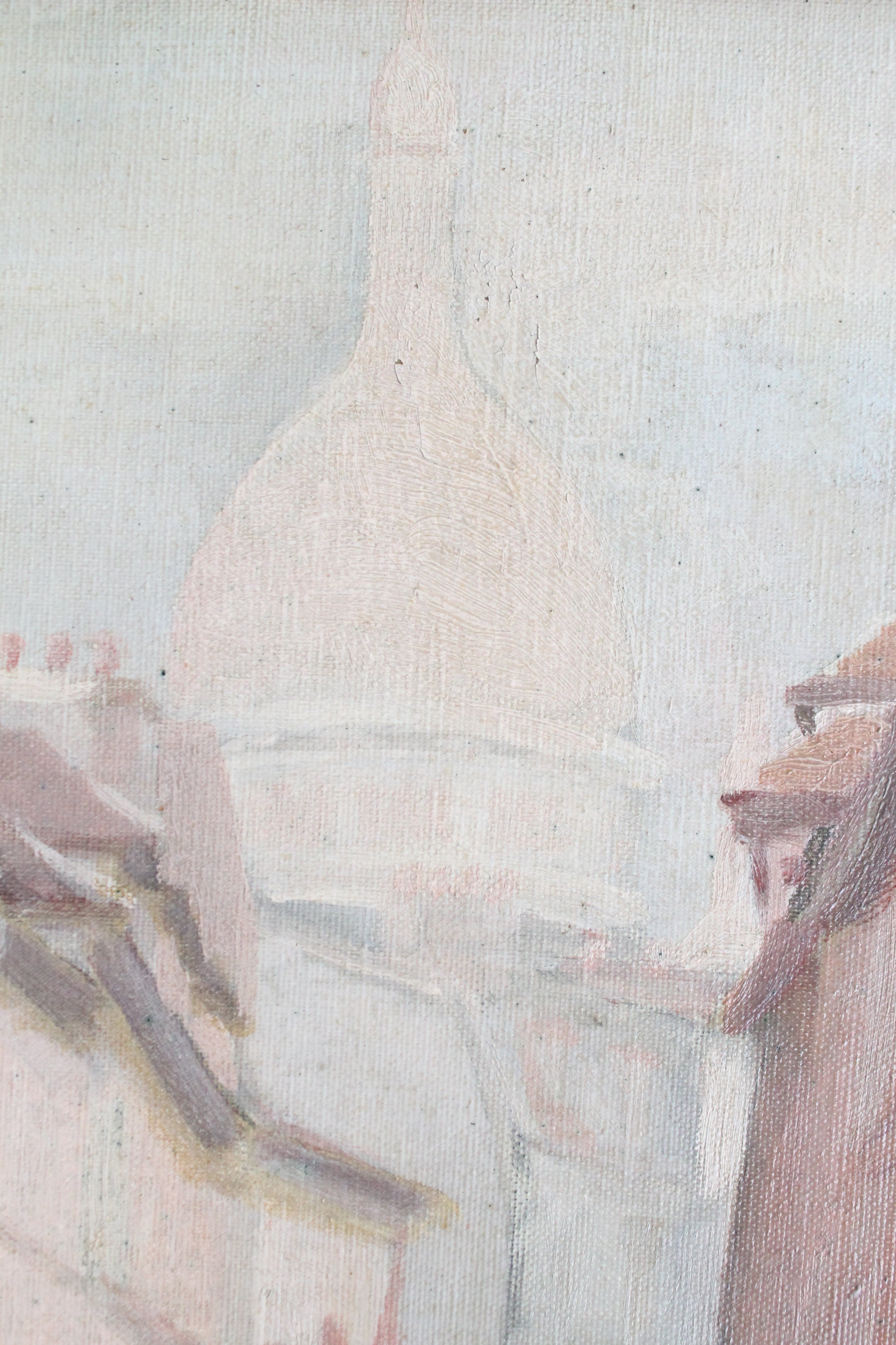 R.Joly "Rue Norvins à Montmartre avec vue sur le Sacré-Cœur" Huile sur toile