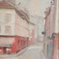 R.Joly "Rue Norvins à Montmartre avec vue sur le Sacré-Cœur" Huile sur toile