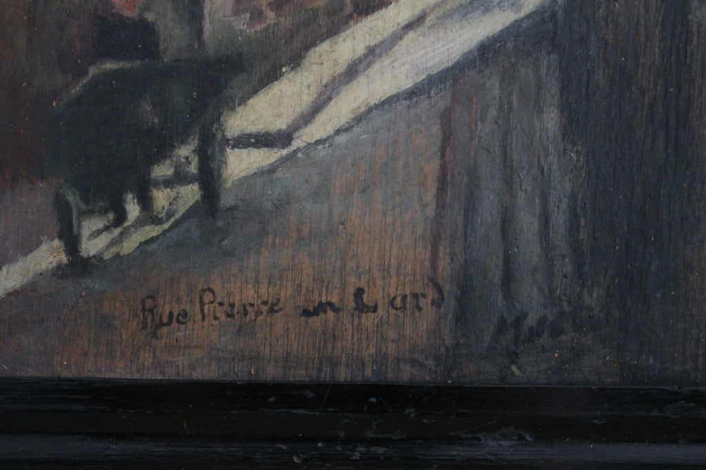 Paire de peinture sur bois représentant des villes parisiennes début XXe siècle
