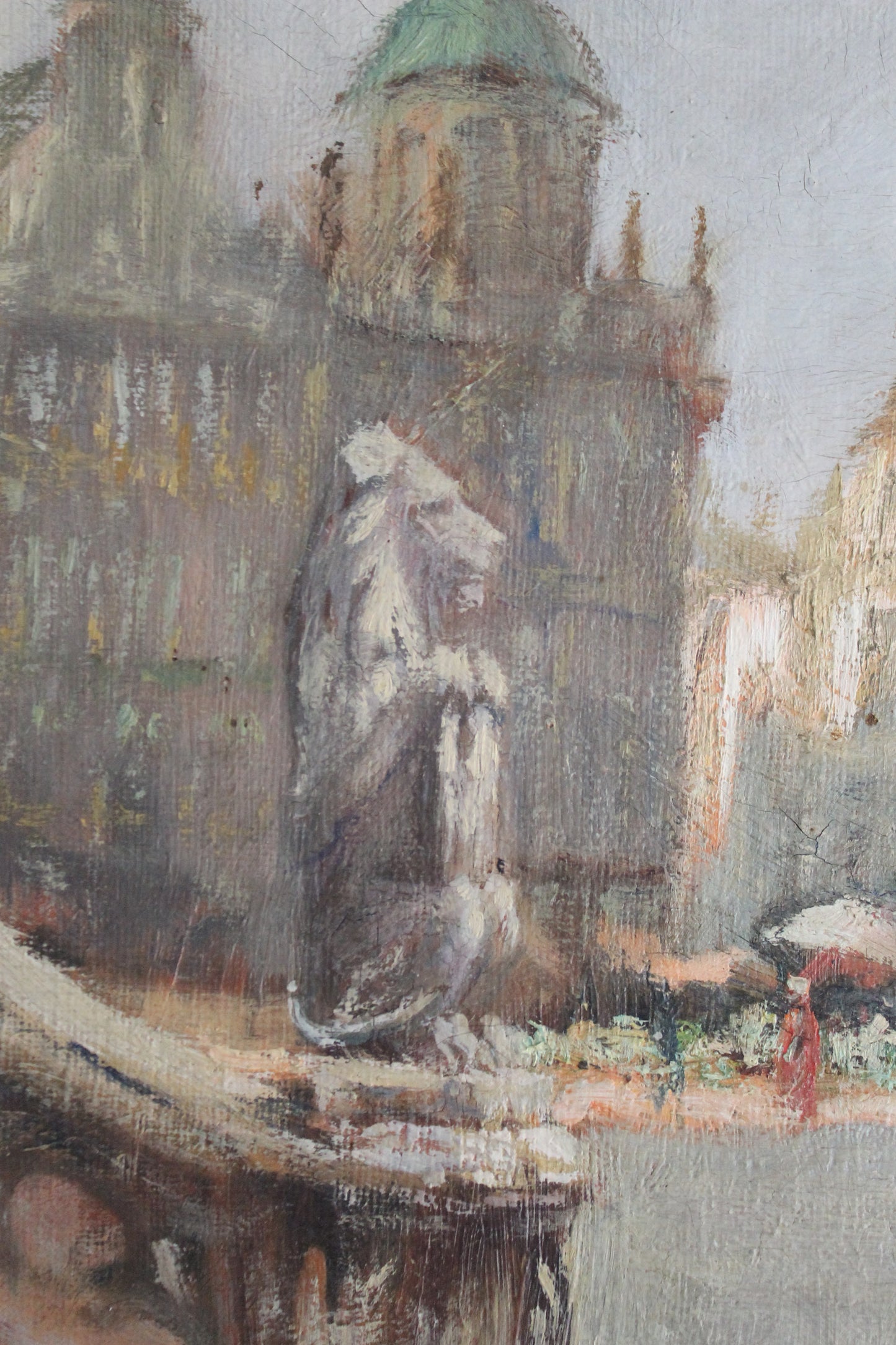 Peinture Huile sur toile "Vu sur la Grand-Place de Bruxelles depuis l'Hôtel de Ville" début XXe siècle