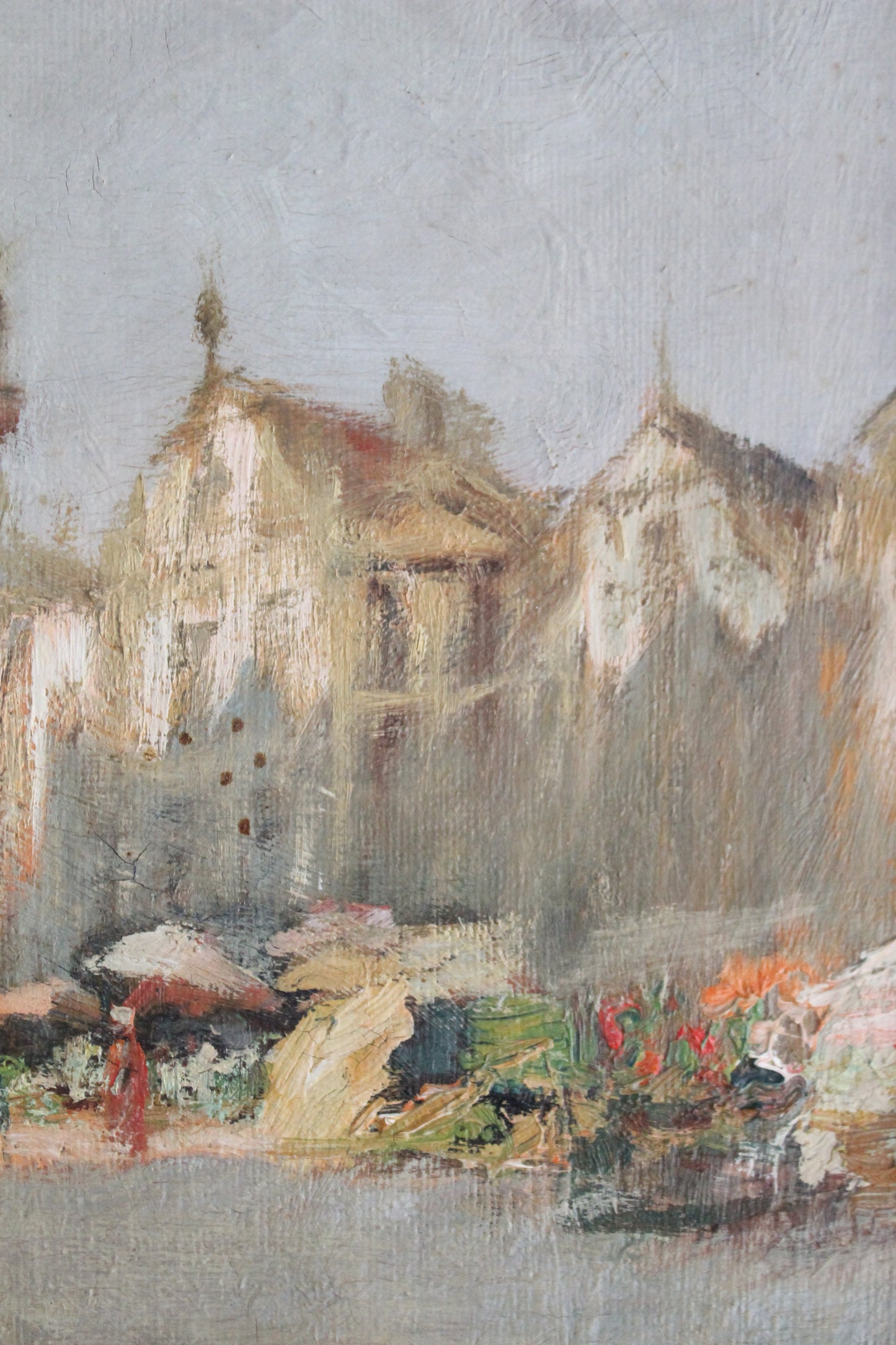 Peinture Huile sur toile "Vu sur la Grand-Place de Bruxelles depuis l'Hôtel de Ville" début XXe siècle