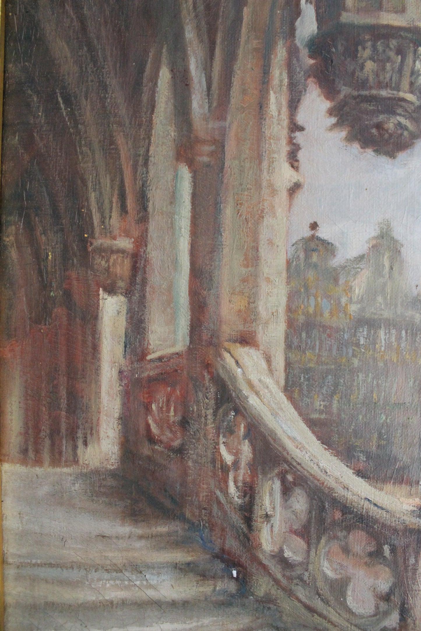 Peinture Huile sur toile "Vu sur la Grand-Place de Bruxelles depuis l'Hôtel de Ville" début XXe siècle