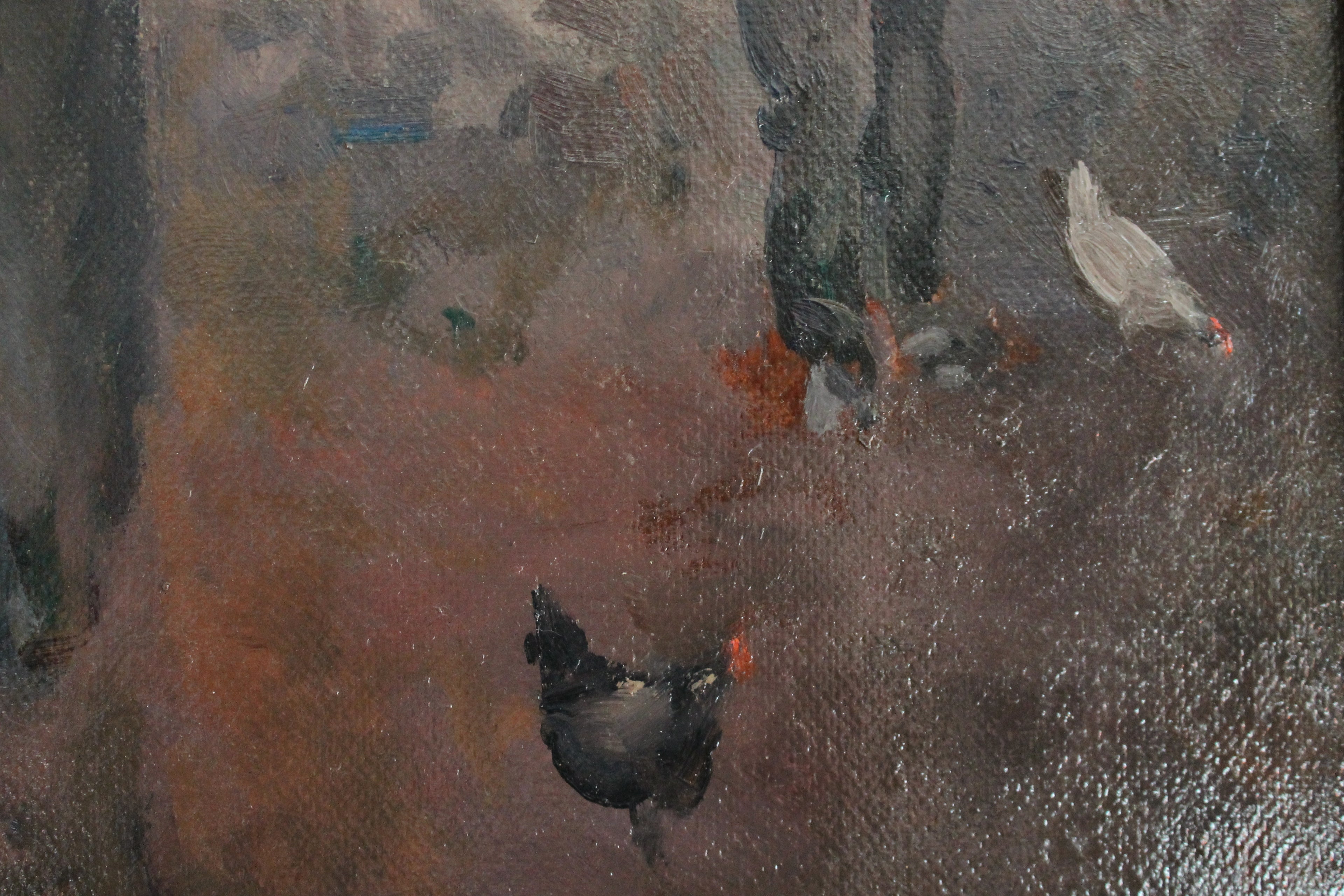 Huile sur isorel "Deux ouvrier à la presse" peinture post-impressionniste
