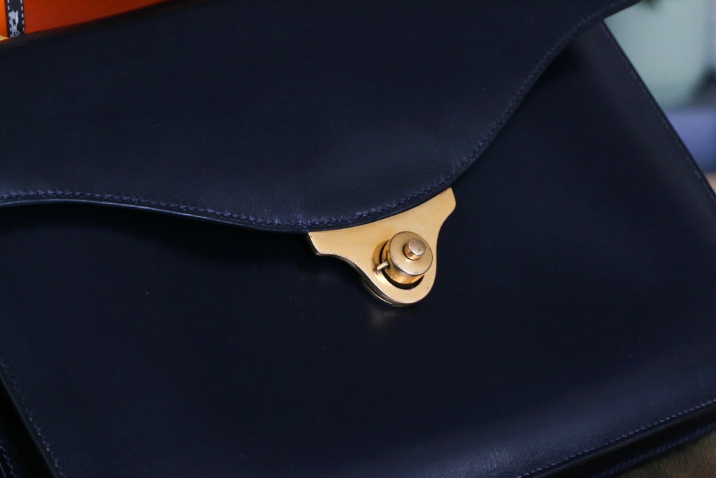 Sac à main Hermès vintage en box marine
