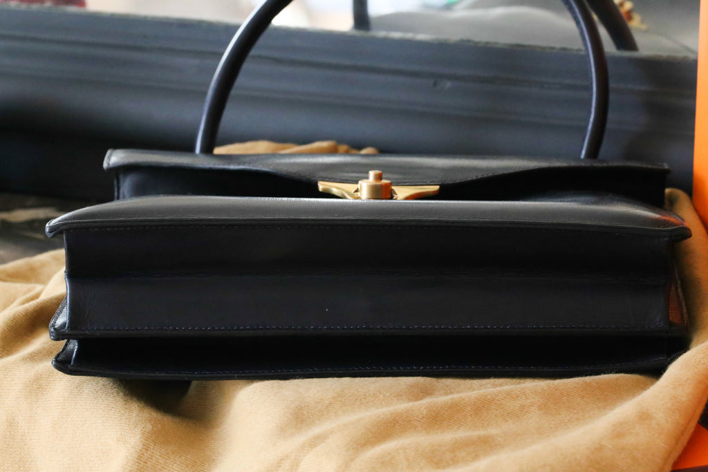 Sac à main Hermès vintage en box marine