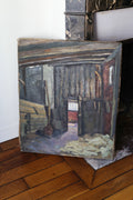Louis Peyré (1923 - 2012) "Intérieur de grange" peinture sur toile