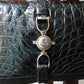 Céline sac à main modèle trio en cuir exotique (crocodile) noir