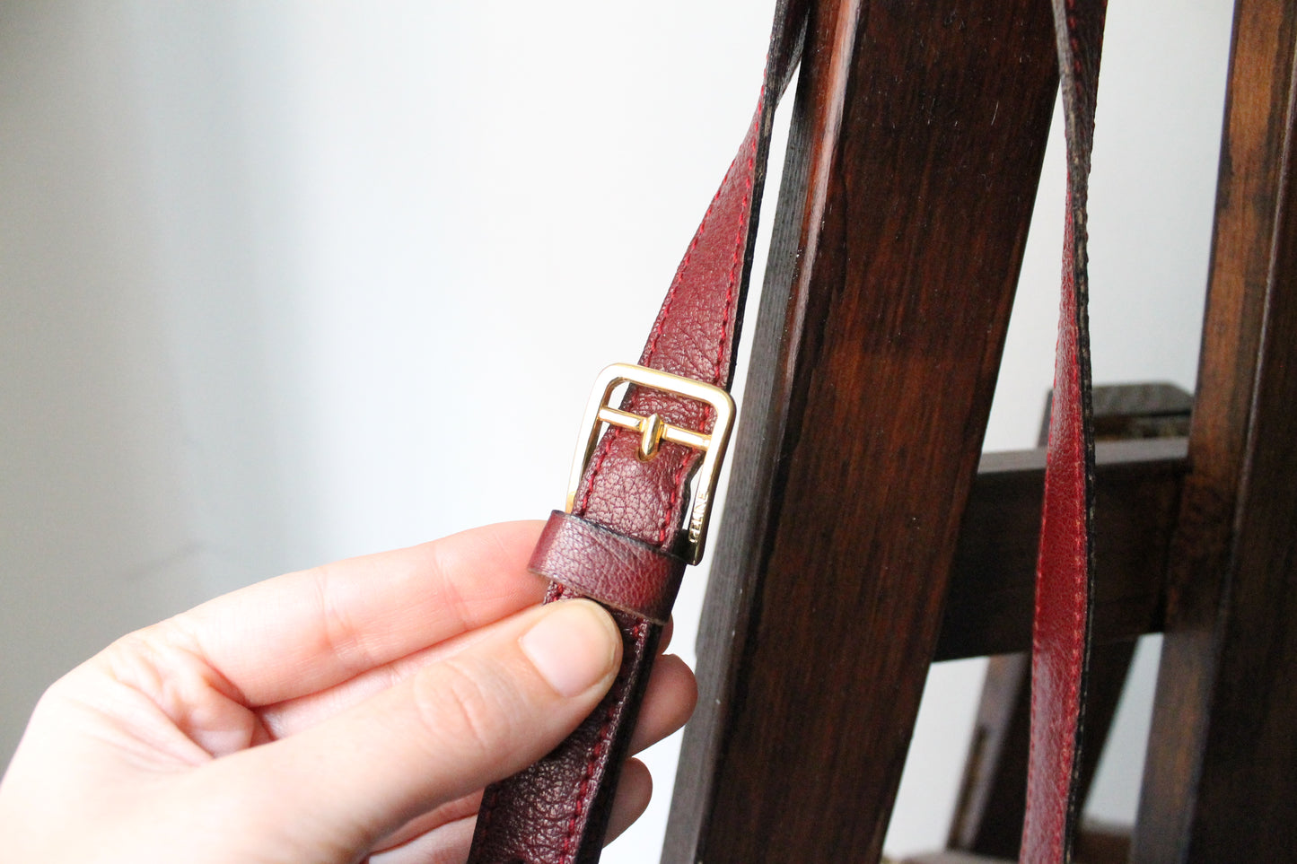 Céline sac à main modèle Folco en cuir bordeaux