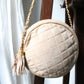 Chanel sac rond en daim rose poudré