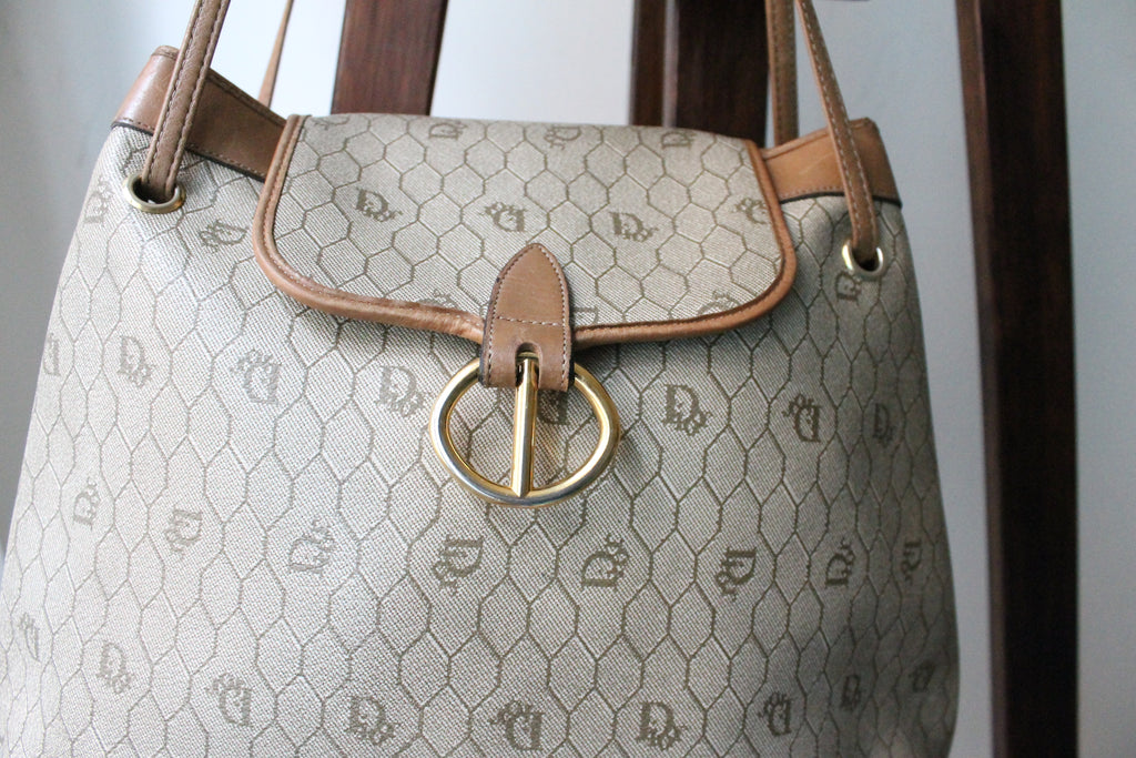 Dior sac à main en toile et cuir camel