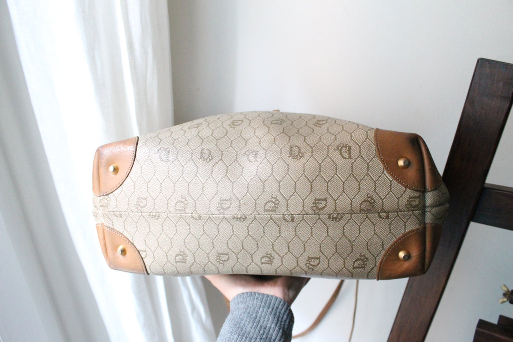 Dior sac à main en toile et cuir camel