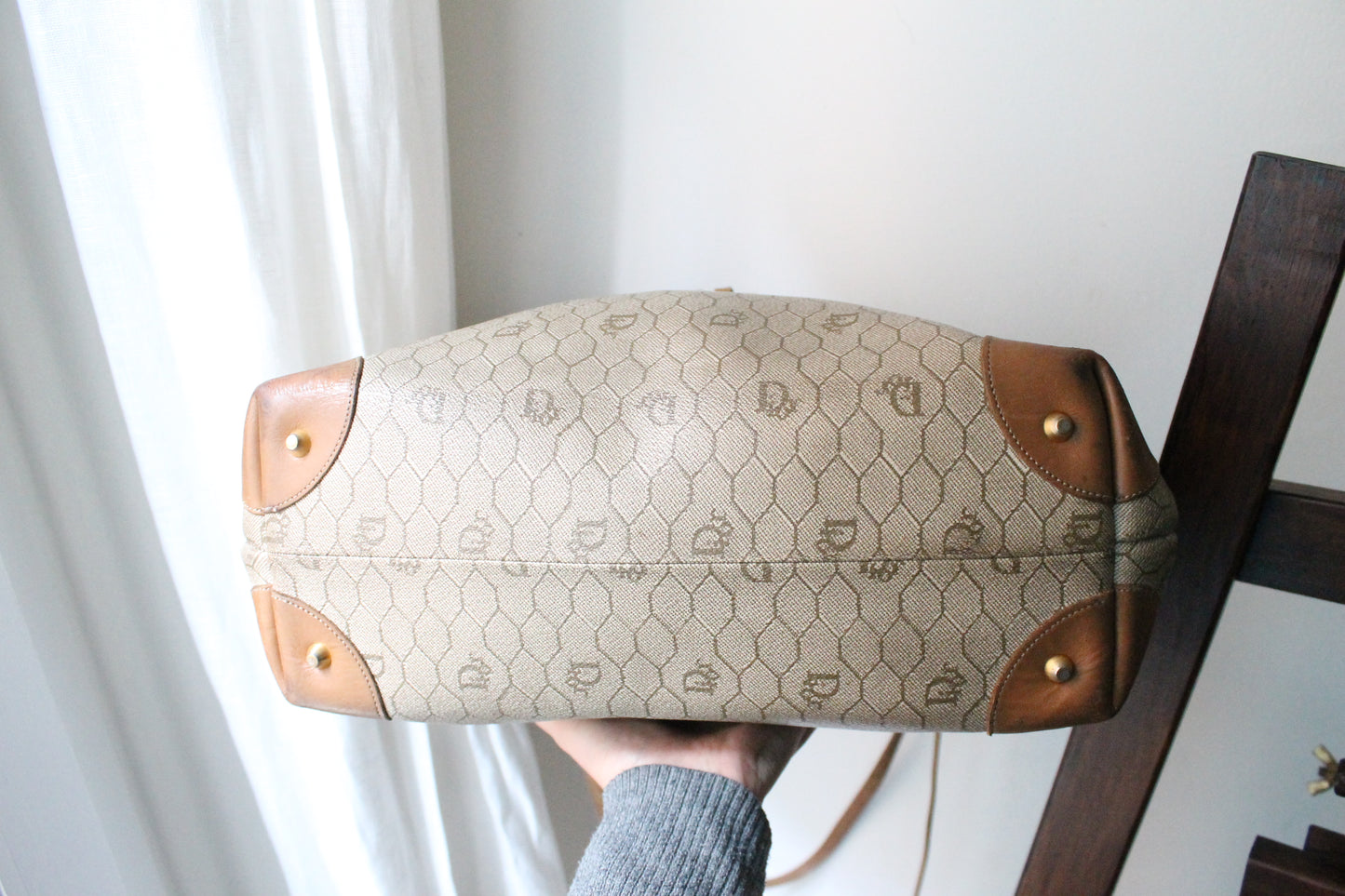 Dior sac à main en toile et cuir camel