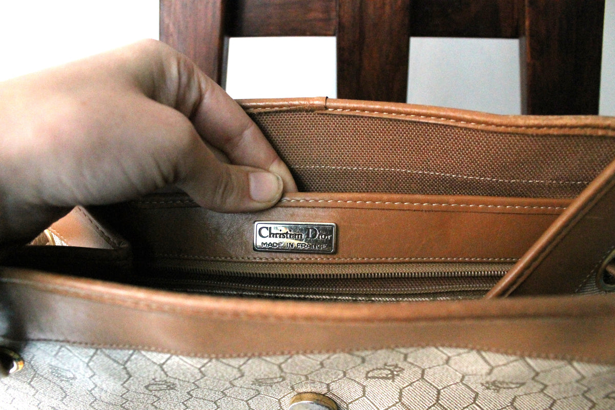 Dior sac à main en toile et cuir camel