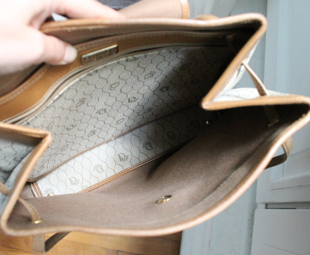 Dior sac à main en toile et cuir camel