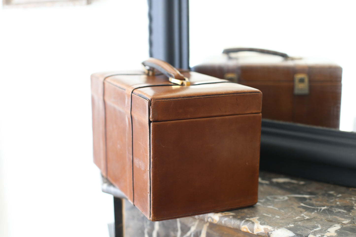 Balmain vanity-case en cuir couleur camel
