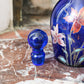Legras vase en verre bleu marine émaillé à décor de fleurs de lys