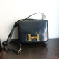 Hermès sac à main modèle Constance bleu en cuir box