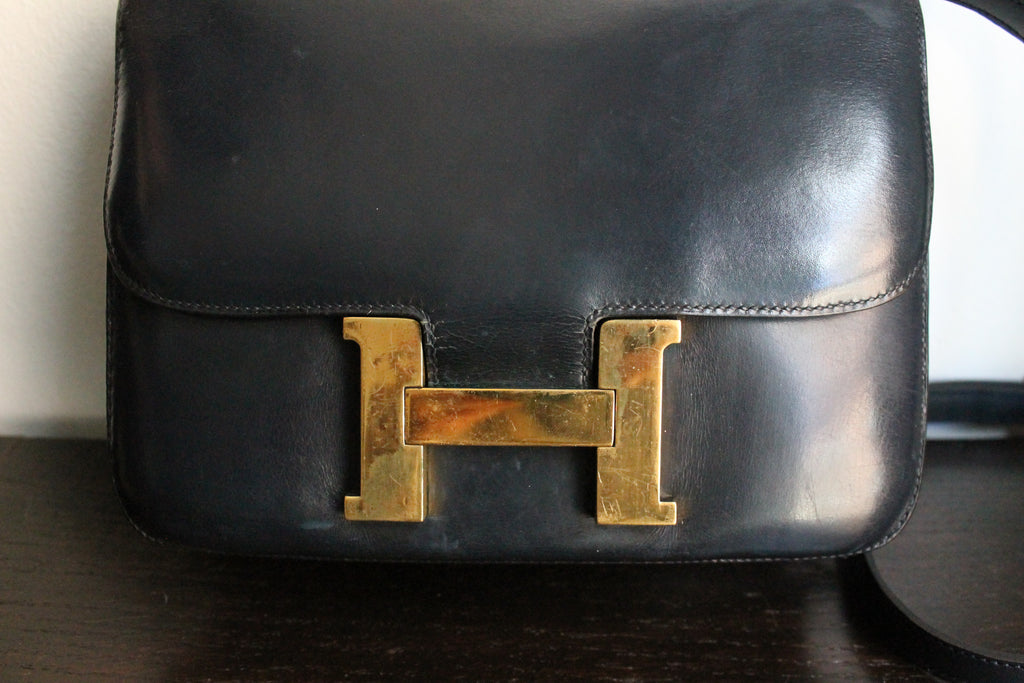 Hermès sac à main modèle Constance bleu en cuir box