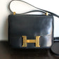 Hermès sac à main modèle Constance bleu en cuir box