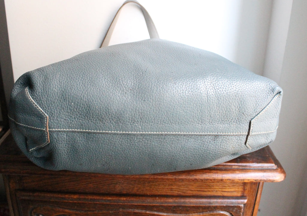 Hermès sac à main modèle Double sens en cuir gris et bleu