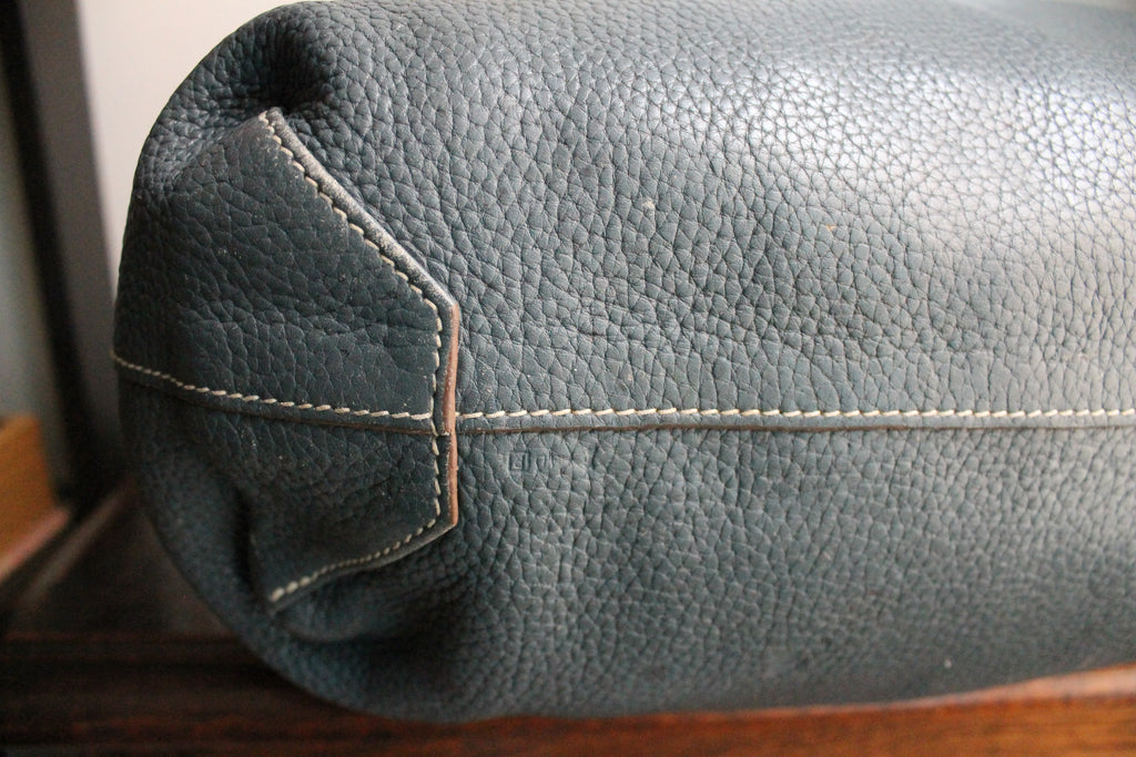 Hermès sac à main modèle Double sens en cuir gris et bleu