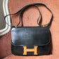 Hermès Paris sac constance vintage en cuir box noir
