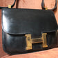 Hermès Paris sac constance vintage en cuir box noir