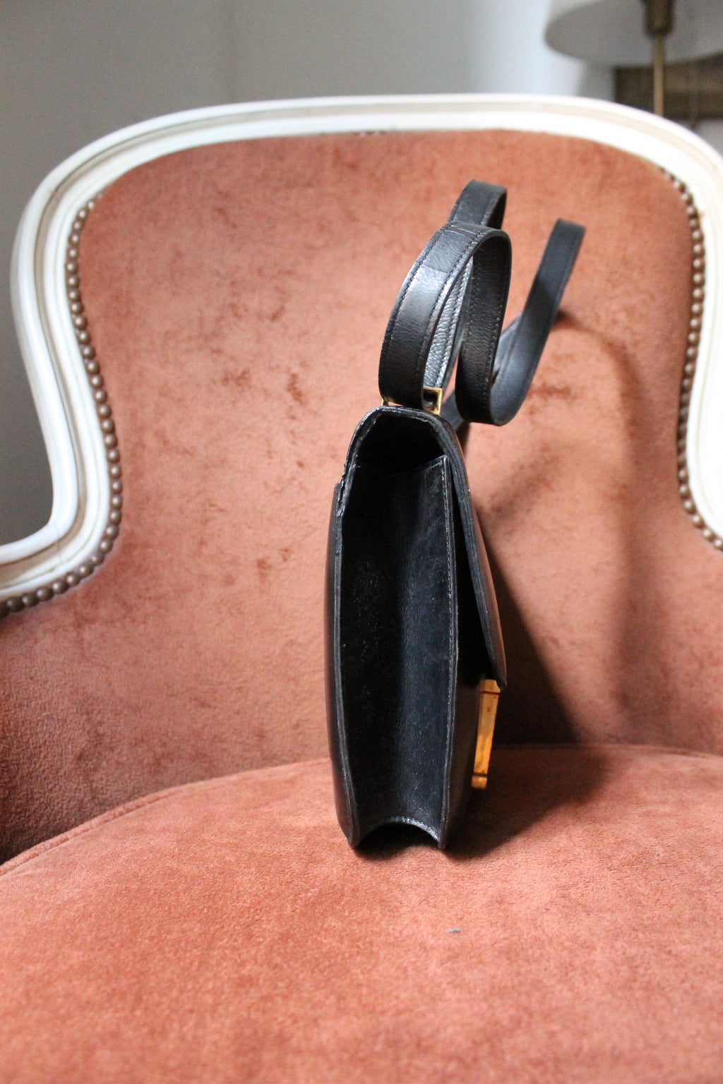 Hermès Paris sac constance vintage en cuir box noir