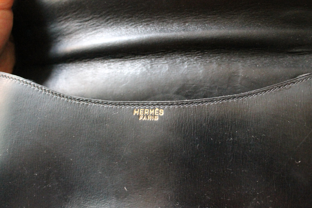 Hermès Paris sac constance vintage en cuir box noir