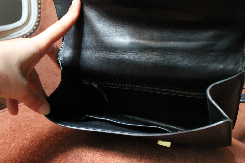 Hermès Paris sac constance vintage en cuir box noir