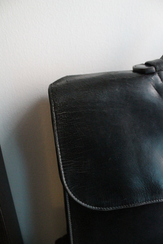 Hermès sac à dépêche en cuir noir box