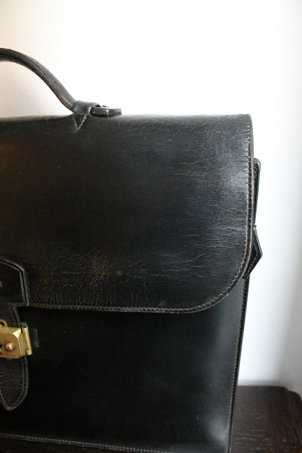 Hermès sac à dépêche en cuir noir box