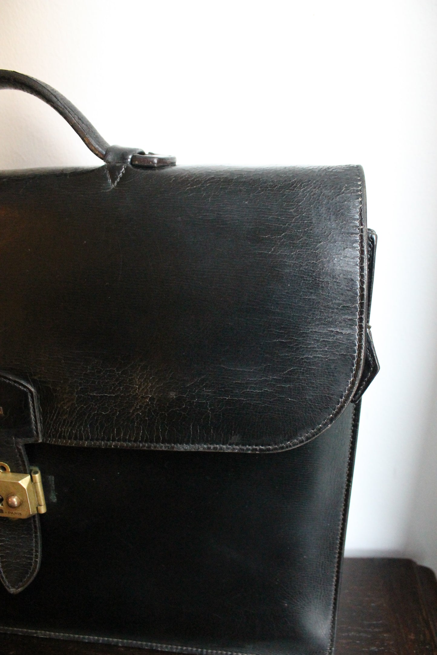 Hermès sac à dépêche en cuir noir box